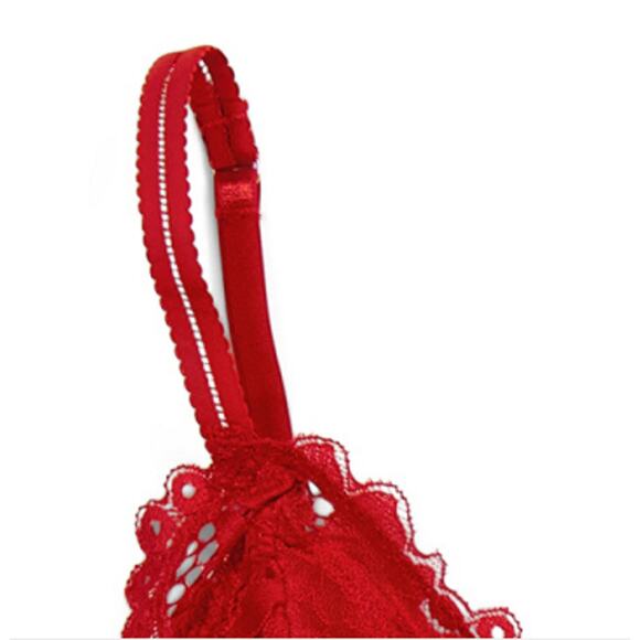 MARILYN MONROE 2pk Lace Galloon Bralettes Bra Removable Pads Red Pink M - Picture 7 of 10